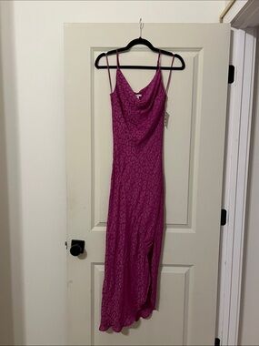 Bar III Magenta Slip Maxi Dress with Cowl Neck
